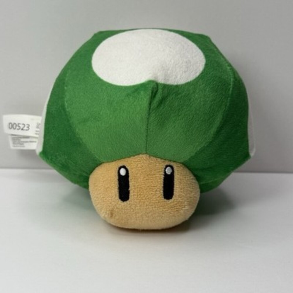 Super Mario 1Up Plush GREEN Mushroom Plushie Stuffed Toy Video Game Small Soft